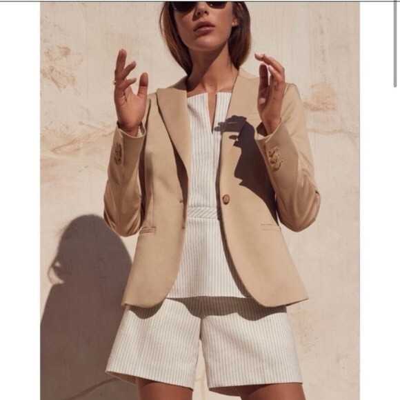 Banana Republic Tan Stretch Blazer Suit Jacket 2 - Picture 2 of 8